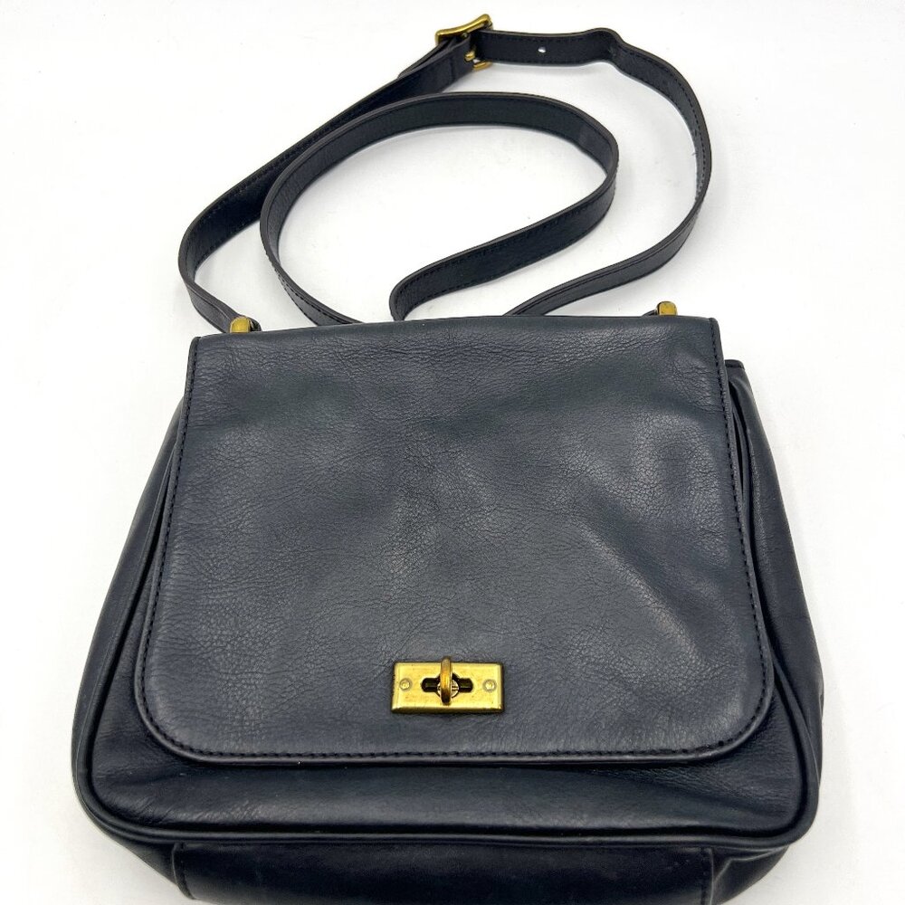 Fossil Memoir‎ Novella Black Leather Small Crossbody Flap Bag